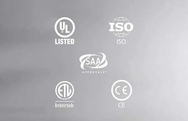Marques de certification UL, ISO, SAA, ETL et CE