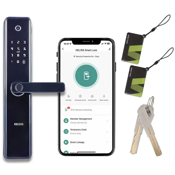 Serrure Keliss Astra AT010 avec smartphone, cartes et clés